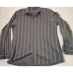 Marc Anthony X large slim fit grey striped mens dress Casual Club shirt XL